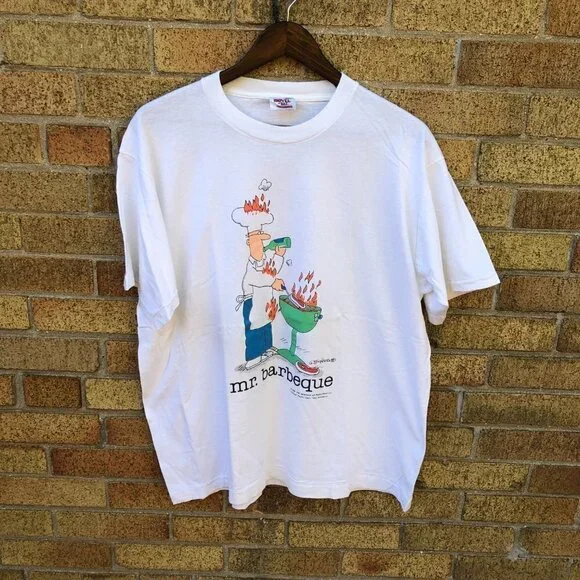 Vintage Single Stitch 1989 Jim Benton Mr. Barbeque Graphic T Shirt XL - Picture 4 of 13